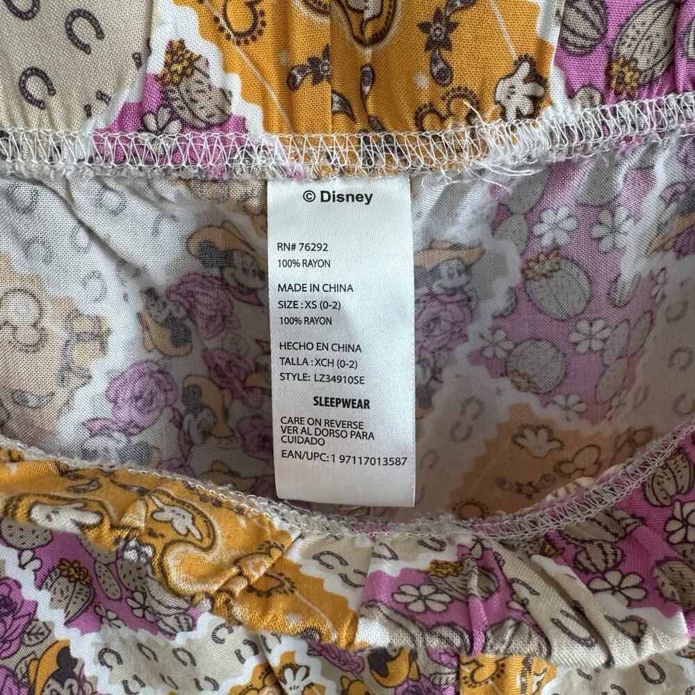 Disney Sleepwear Western Mickey Mouse Womans Pajama Shorts Size XS Cowboy Hat - Picture 3 of 6
